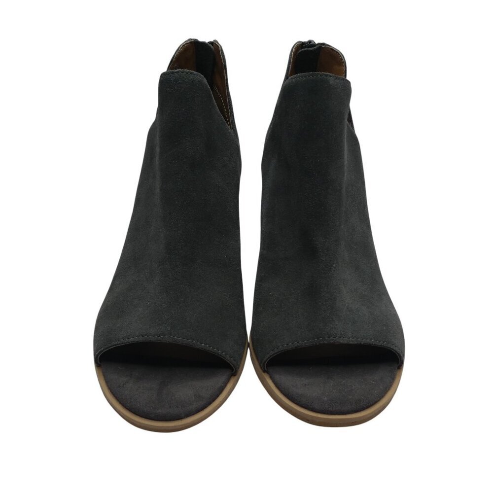 Susina Lea Olive Gray Suede Open Toe Heeled Ankle Boots Womens 7 - Picture 6 of 13